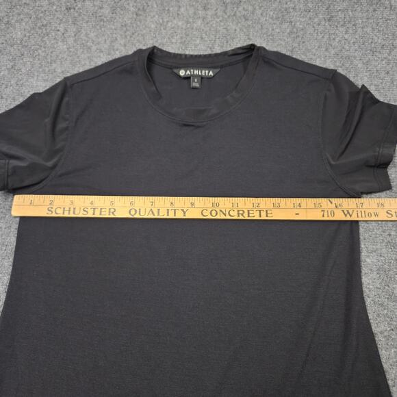 Athleta True Cotton Tee Black Short Sleeve Small Lightweight Soft Stretch Fit - Picture 5 of 6